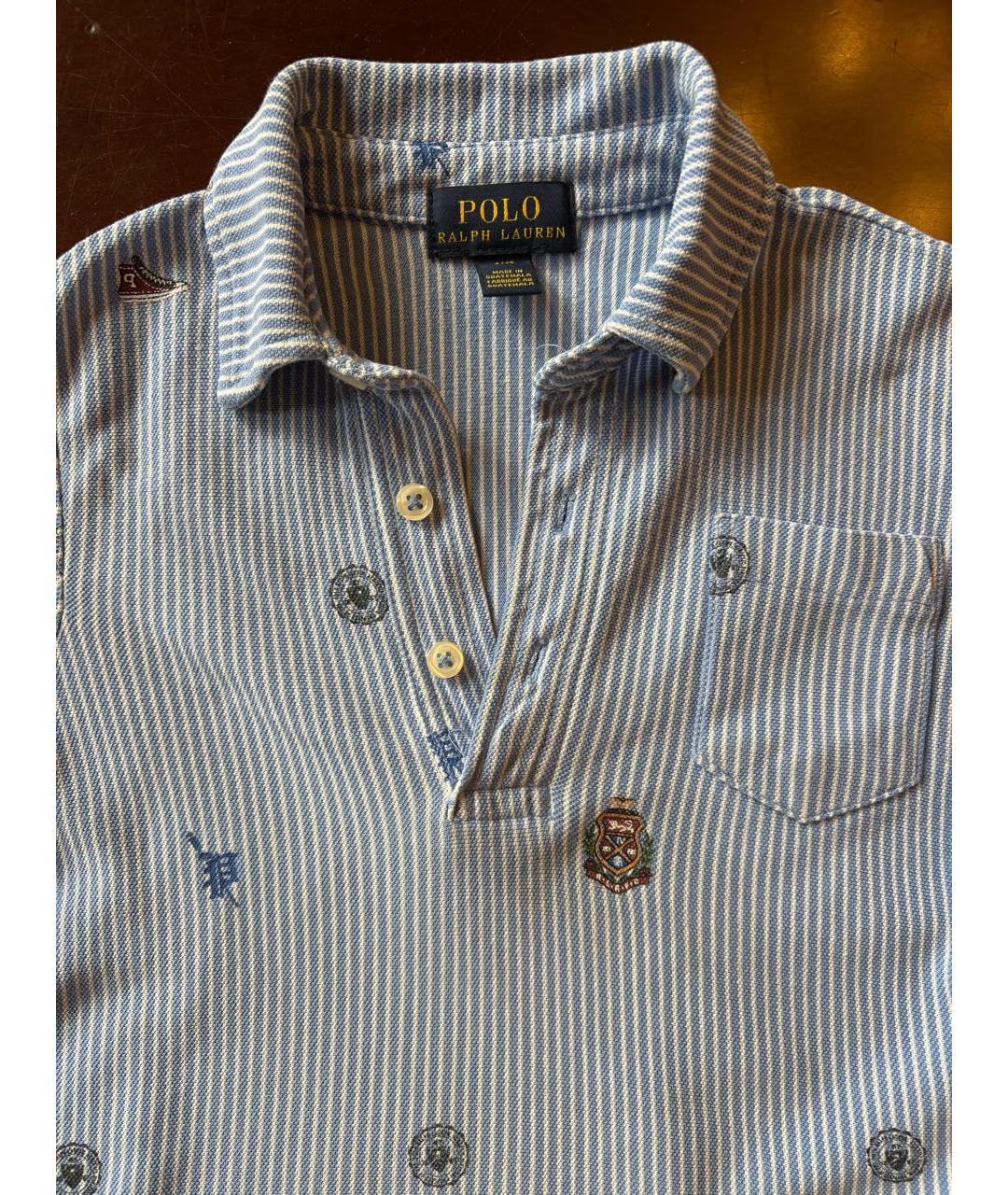 POLO RALPH LAUREN Голубая хлопковая детская футболка, фото 3