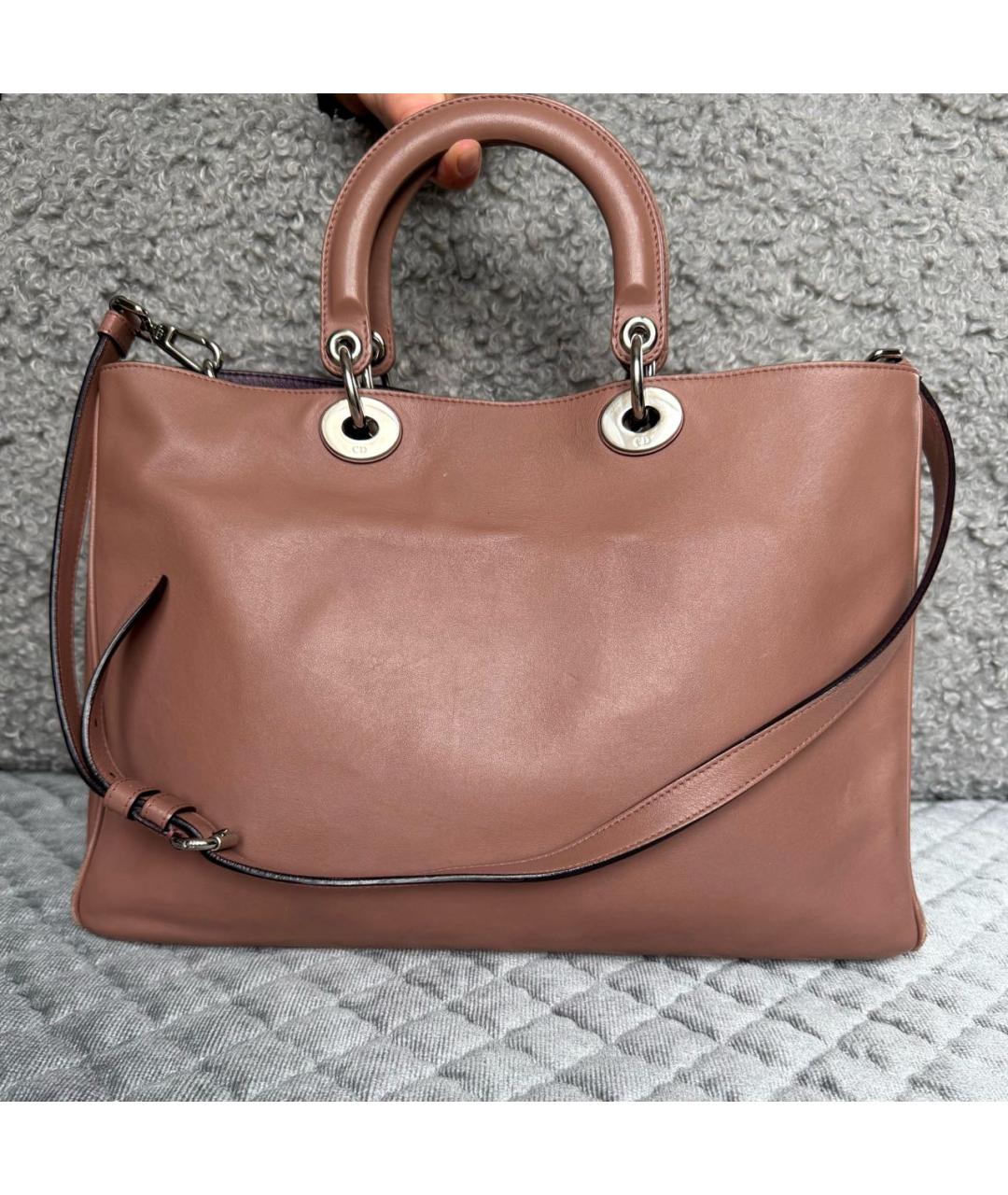 CHRISTIAN DIOR Коричневая кожаная сумка с короткими ручками, фото 3