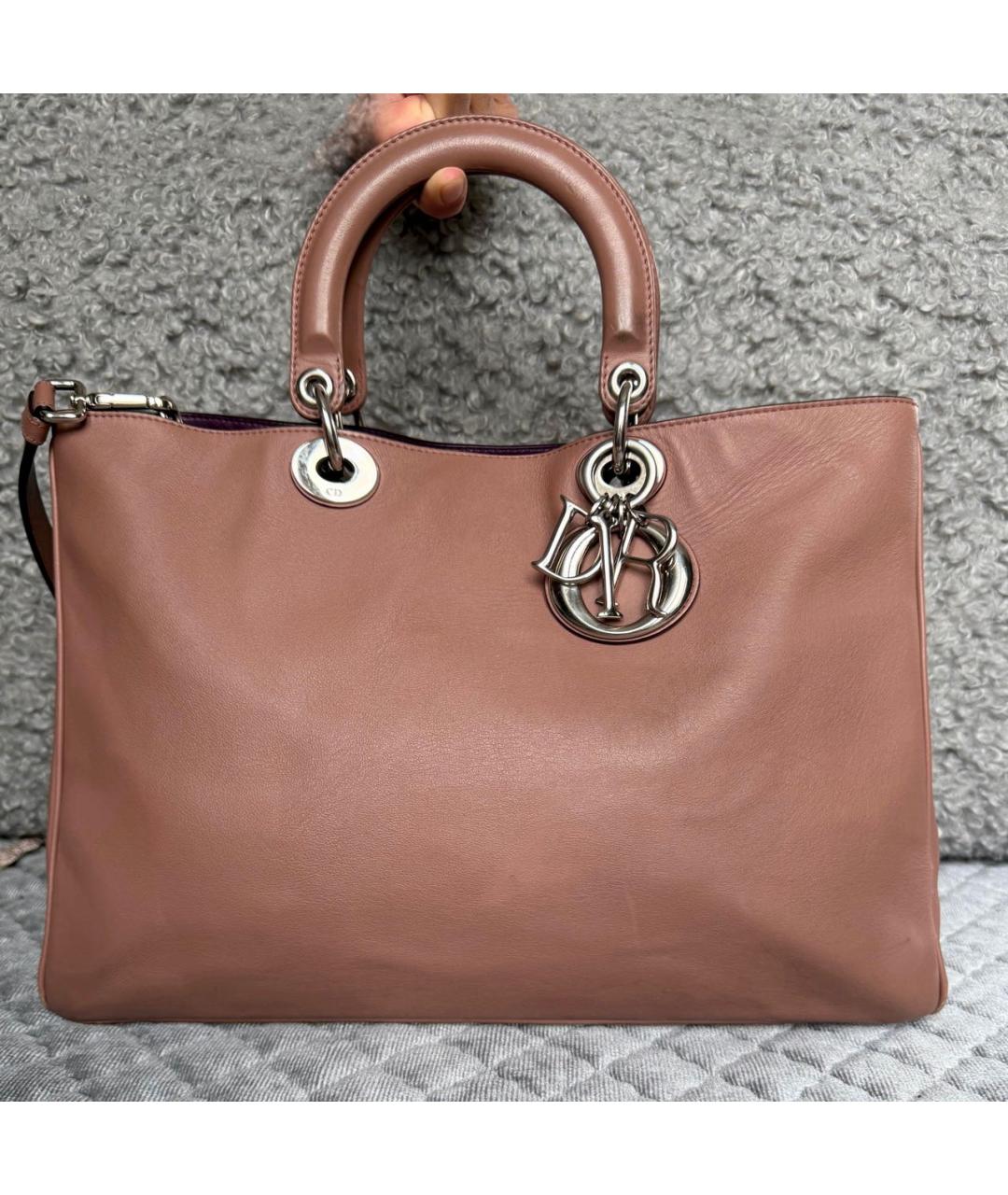 CHRISTIAN DIOR Коричневая кожаная сумка с короткими ручками, фото 8