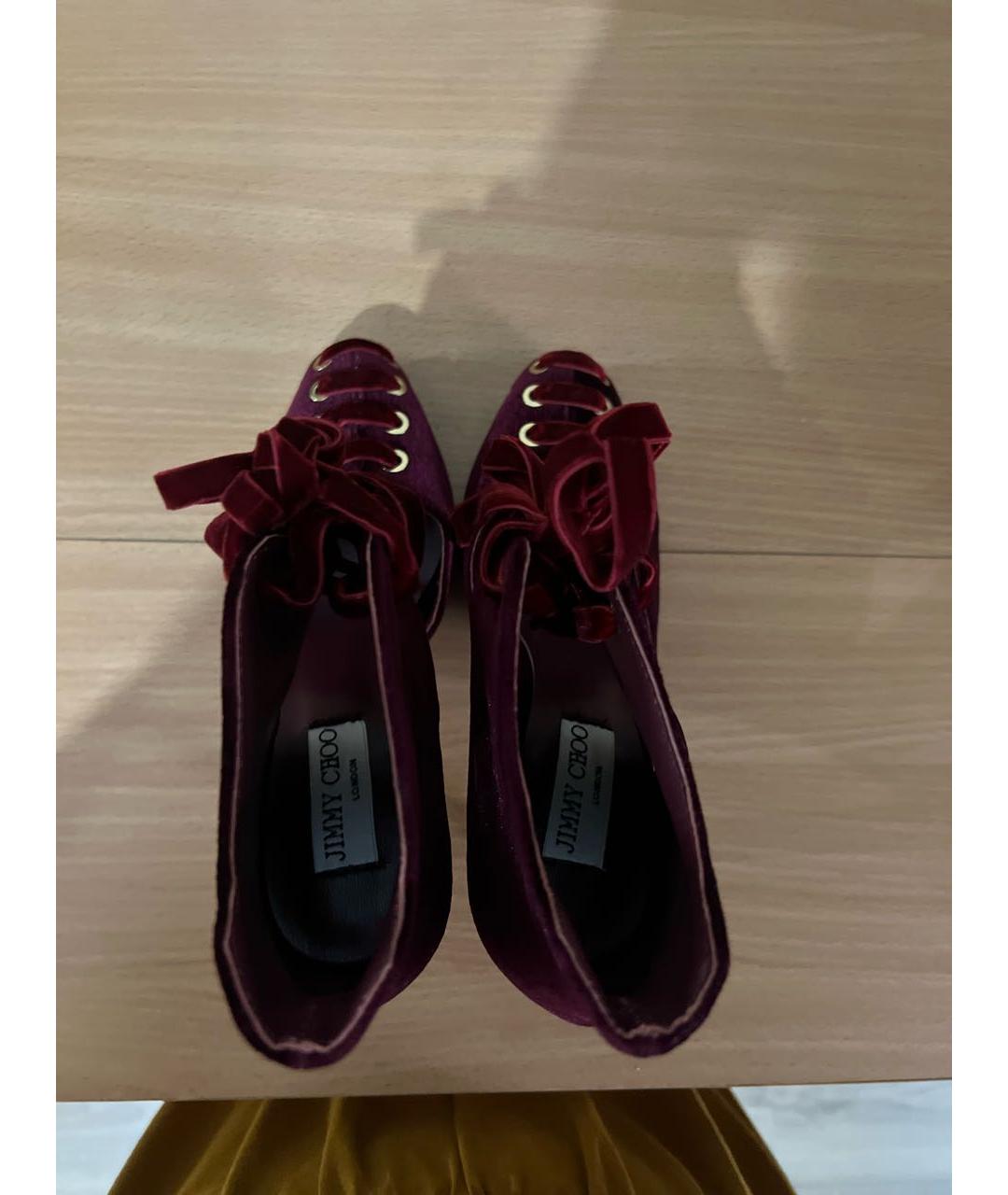 JIMMY CHOO Бордовые бархатные туфли, фото 3