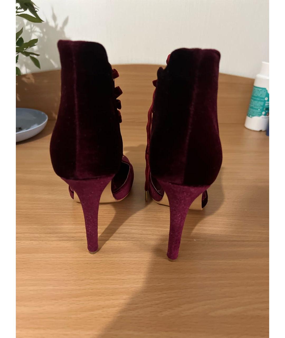 JIMMY CHOO Бордовые бархатные туфли, фото 4