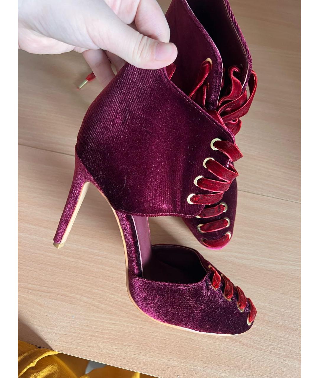 JIMMY CHOO Бордовые бархатные туфли, фото 7