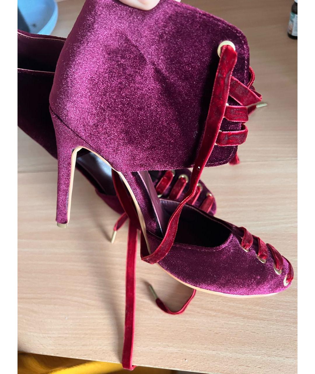 JIMMY CHOO Бордовые бархатные туфли, фото 5