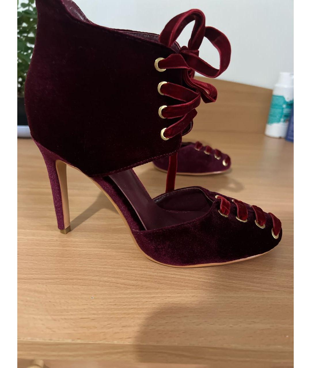 JIMMY CHOO Бордовые бархатные туфли, фото 9