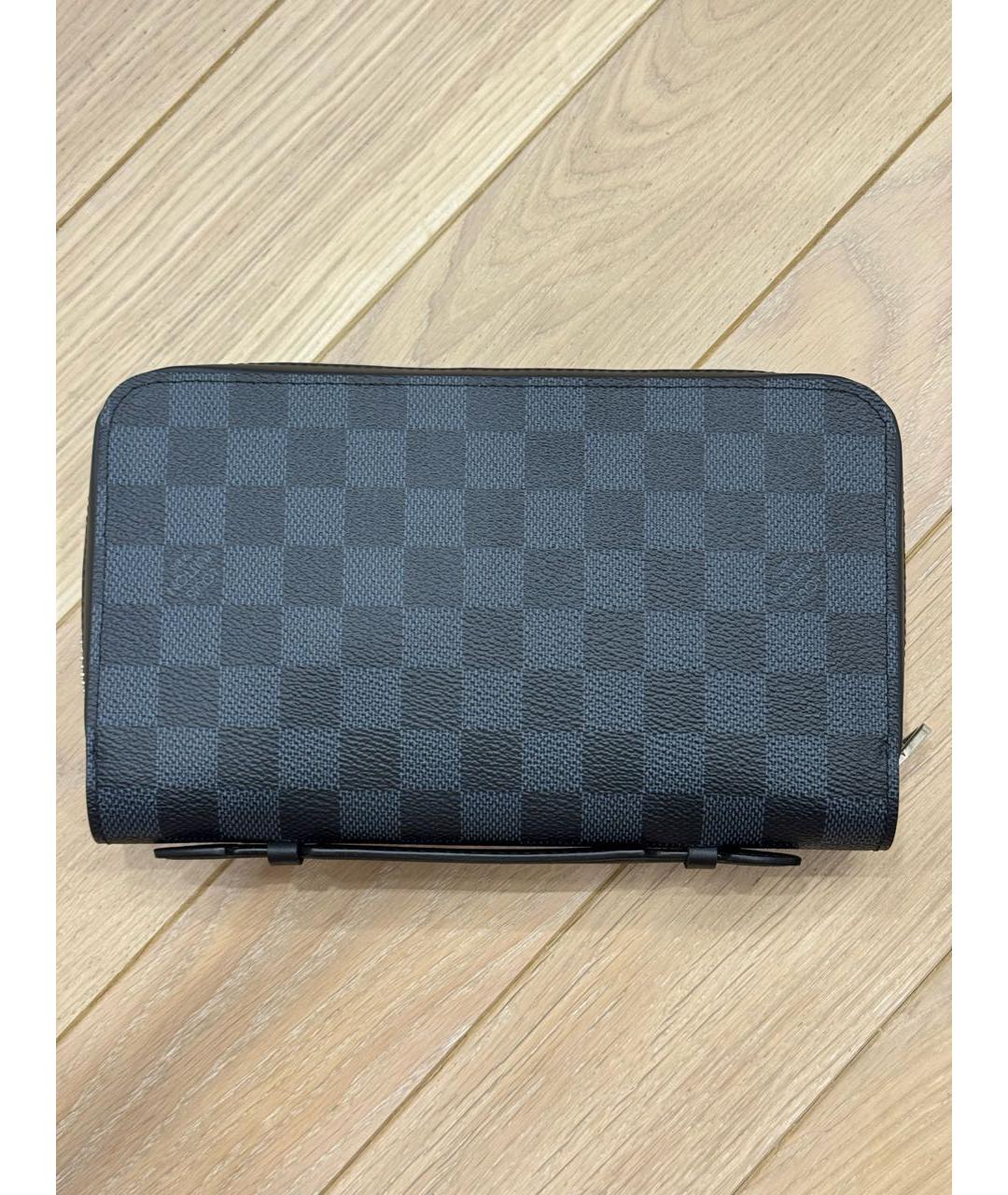 LOUIS VUITTON Темно-синяя канва барсетка, фото 9
