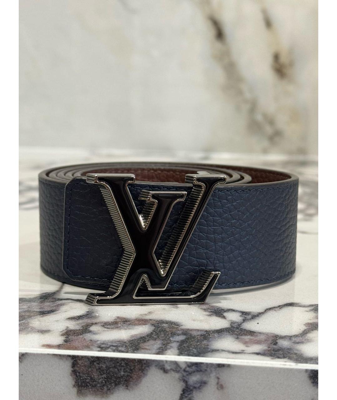 LOUIS VUITTON Темно-синий кожаный ремень, фото 8