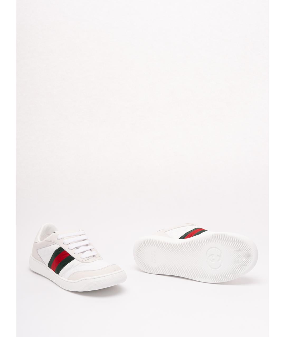 GUCCI Белые текстильные кроссовки, фото 4