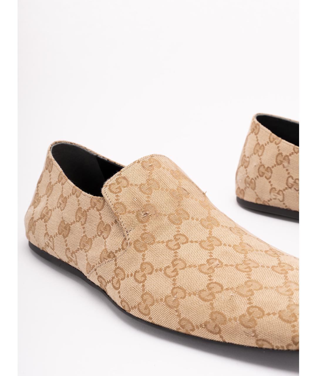 GUCCI Бежевые текстильные лоферы, фото 5