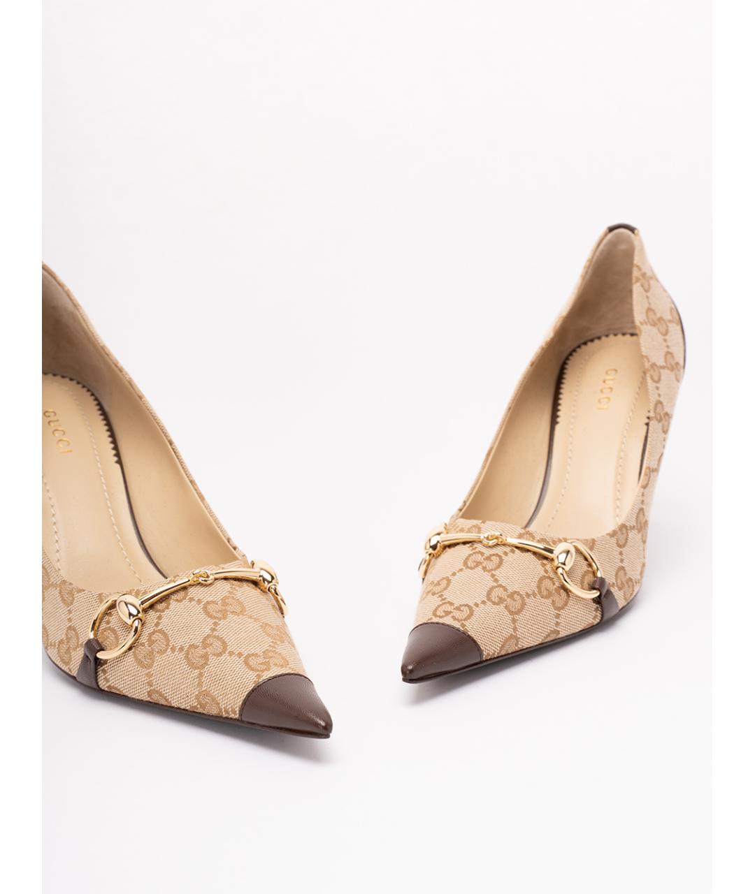 GUCCI Бежевые текстильные туфли, фото 5