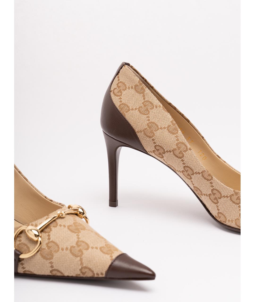 GUCCI Бежевые текстильные туфли, фото 6