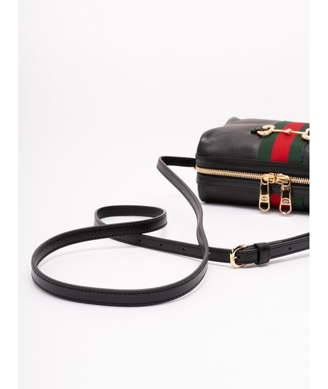 GUCCI Черная кожаная сумка через плечо, фото 5