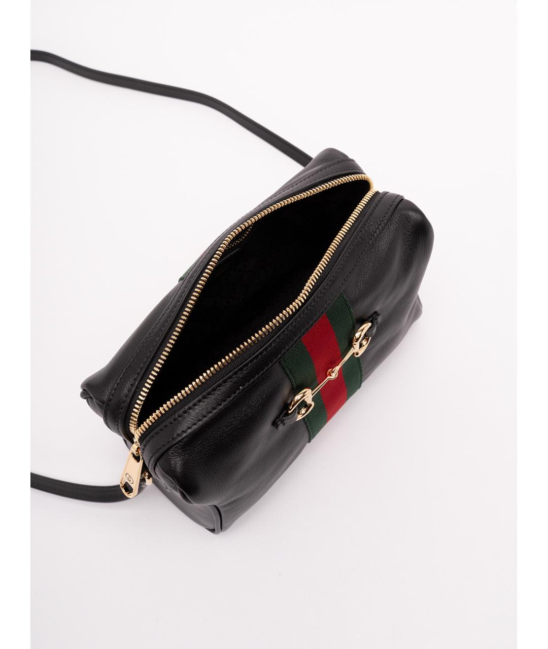 GUCCI Черная кожаная сумка через плечо, фото 6
