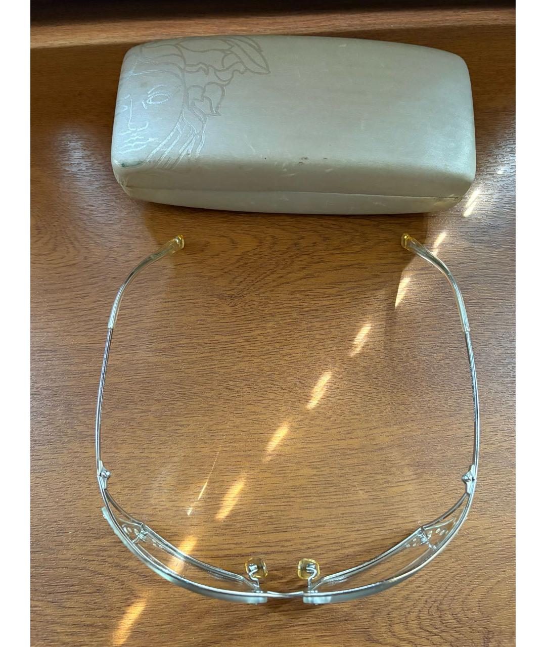 VERSACE Серебряные металлические солнцезащитные очки, фото 7