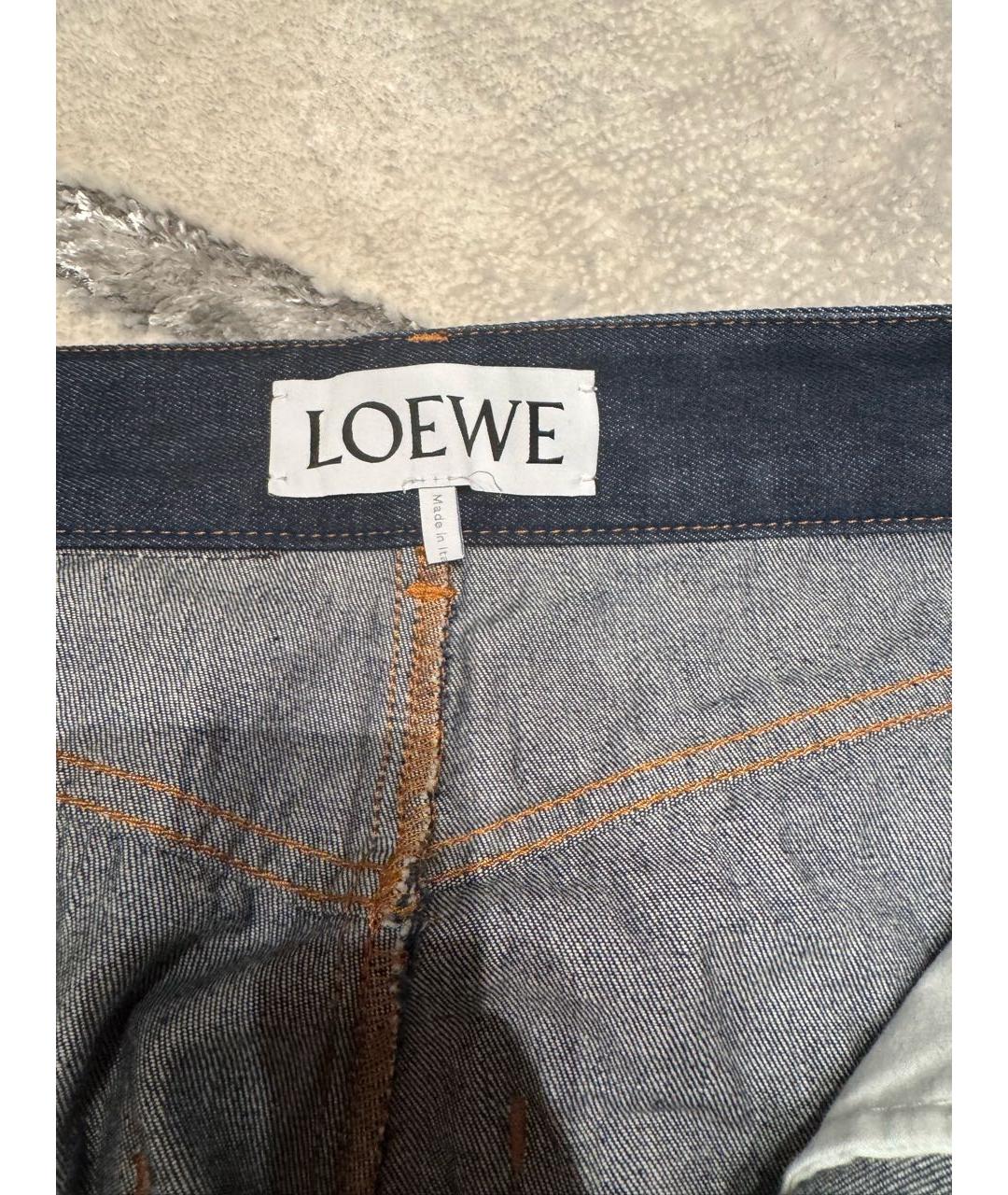 LOEWE Темно-синие хлопковые джинсы клеш, фото 3