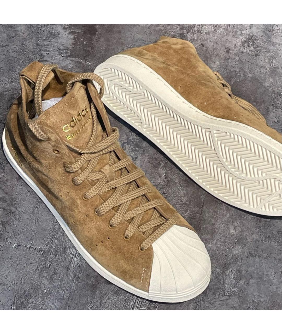 ADIDAS Коричневые замшевые высокие кроссовки / кеды, фото 7