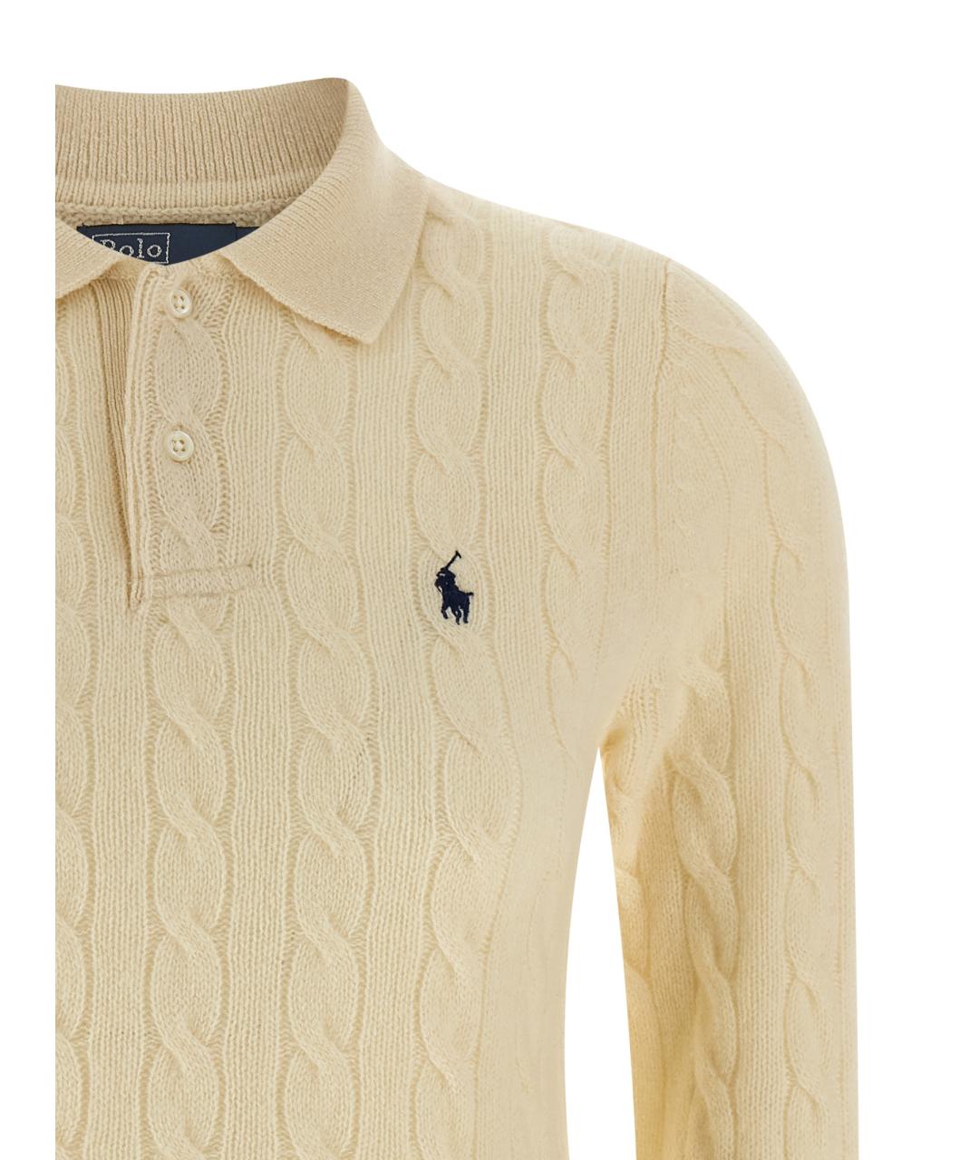 POLO RALPH LAUREN Бежевый шерстяной джемпер / свитер, фото 3