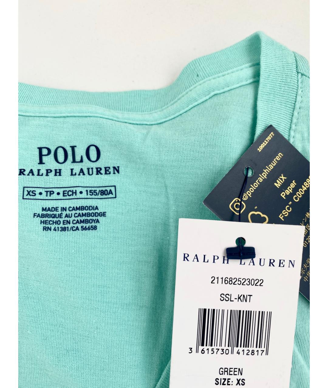 POLO RALPH LAUREN Зеленая хлопковая футболка, фото 5
