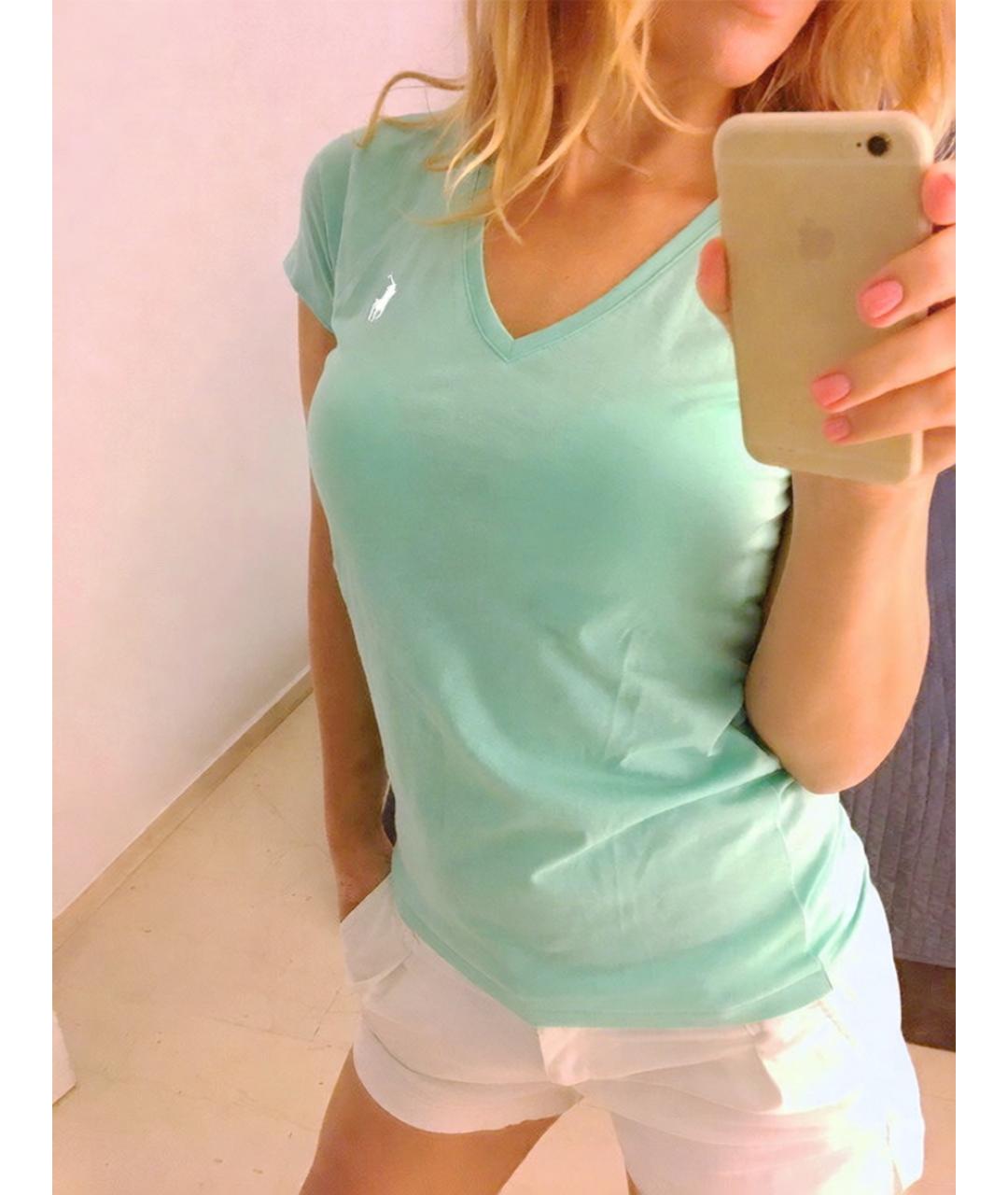 POLO RALPH LAUREN Зеленая хлопковая футболка, фото 2