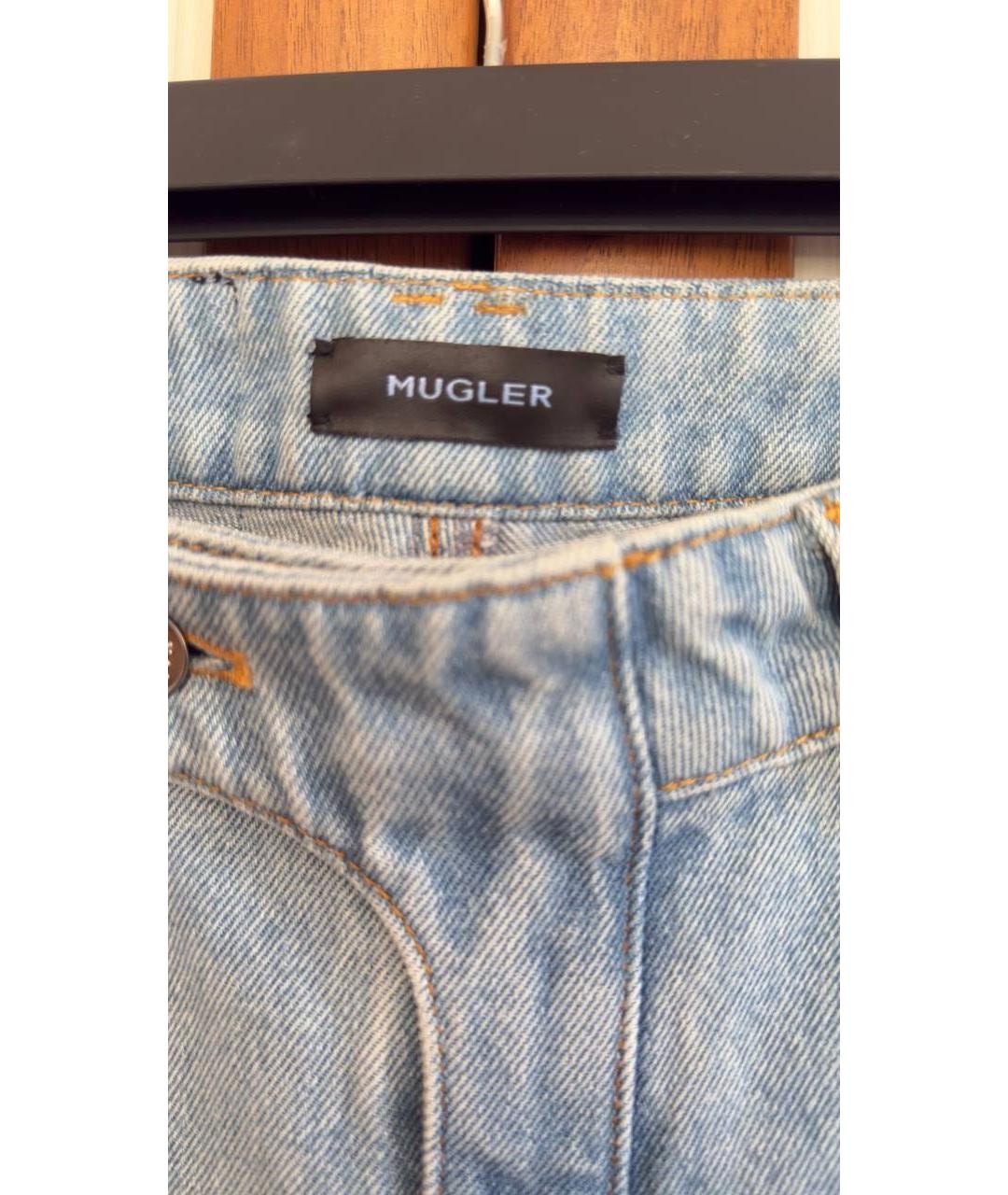 MUGLER Синие хлопковые прямые джинсы, фото 3