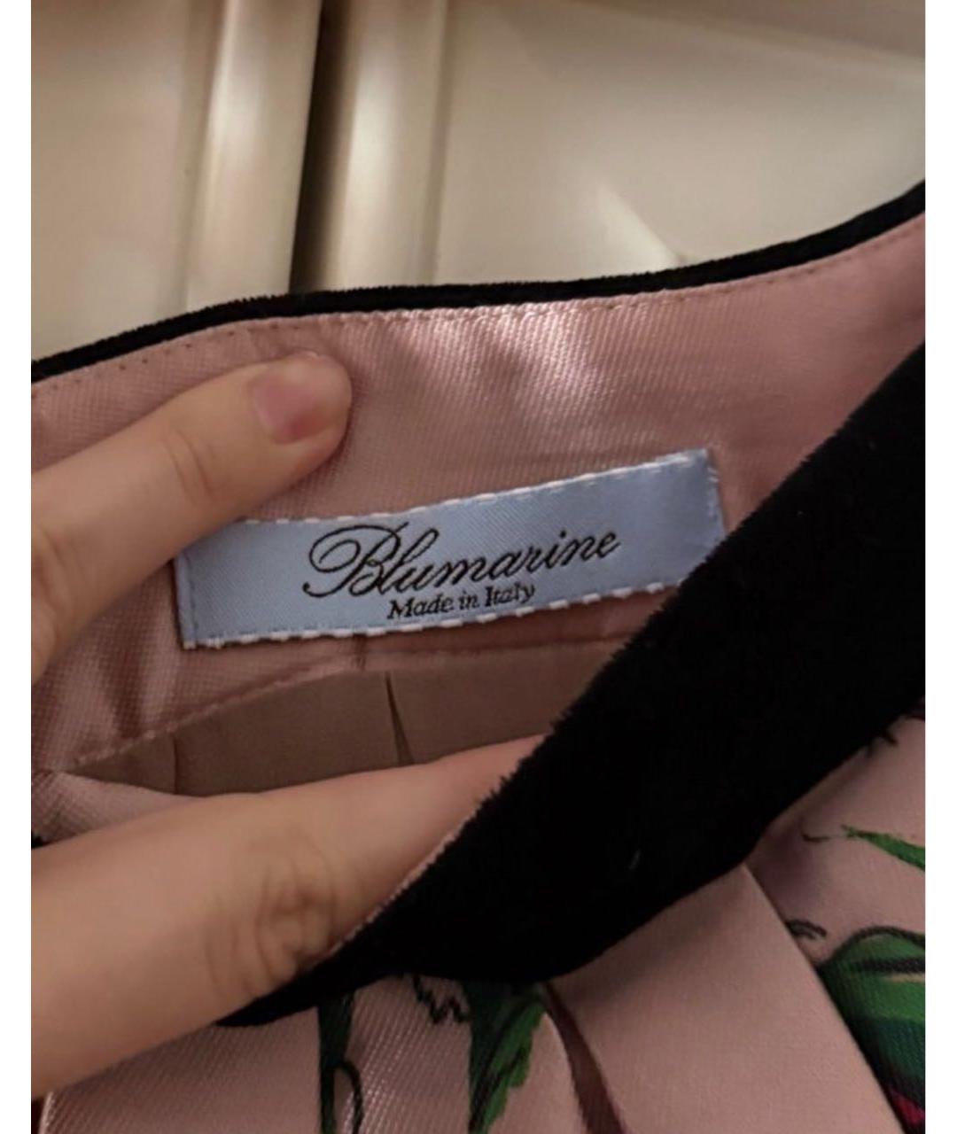 BLUMARINE Розовая шелковая юбка миди, фото 3