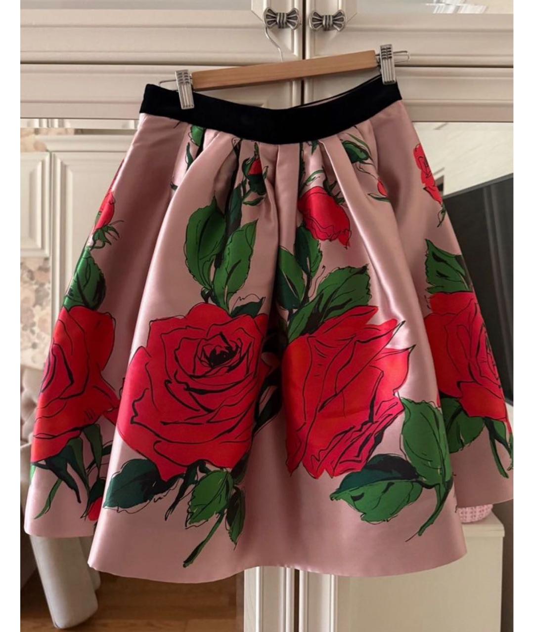 BLUMARINE Розовая шелковая юбка миди, фото 8