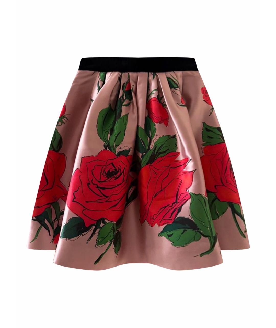 BLUMARINE Розовая шелковая юбка миди, фото 1