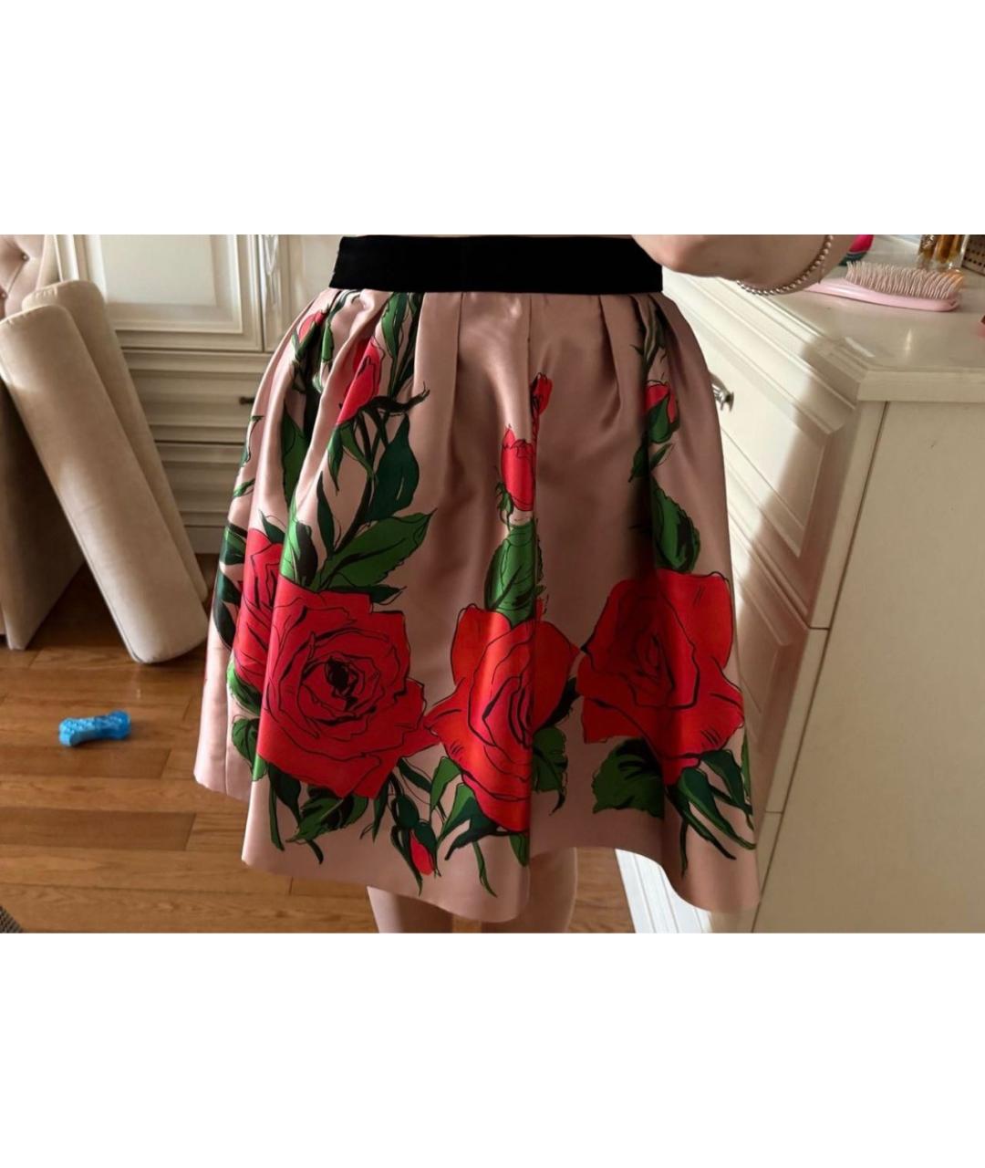 BLUMARINE Розовая шелковая юбка миди, фото 2