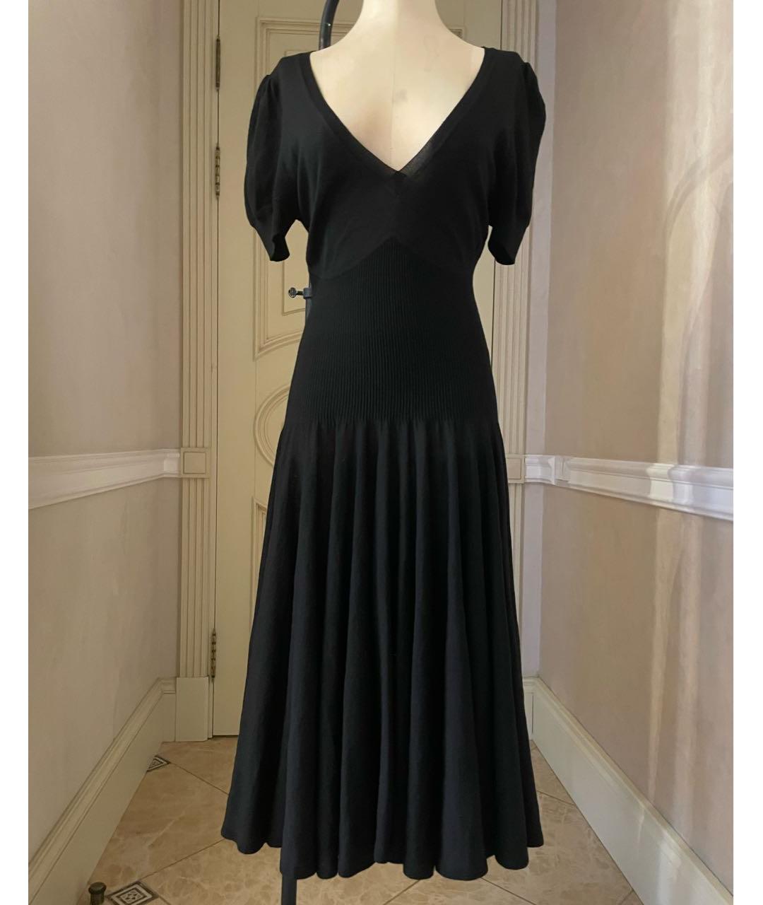 ALEXANDER MCQUEEN Черное шерстяное коктейльное платье, фото 4