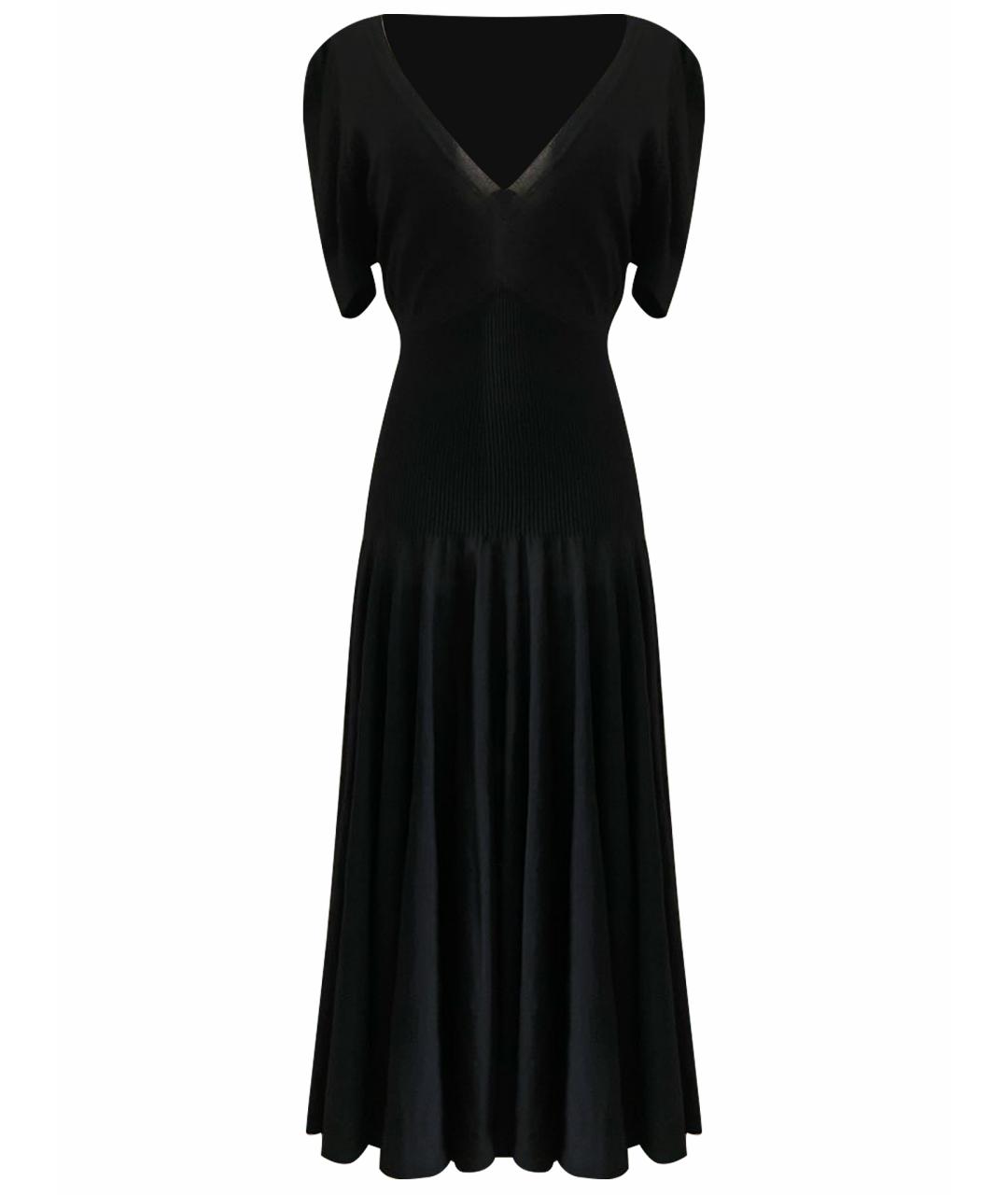 ALEXANDER MCQUEEN Черное шерстяное коктейльное платье, фото 1