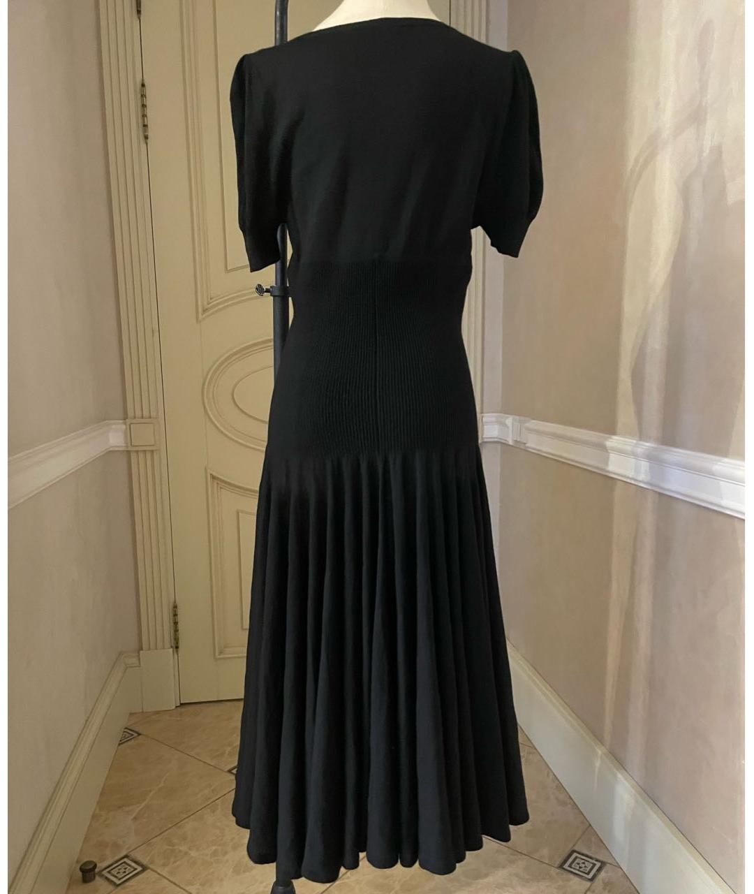 ALEXANDER MCQUEEN Черное шерстяное коктейльное платье, фото 2