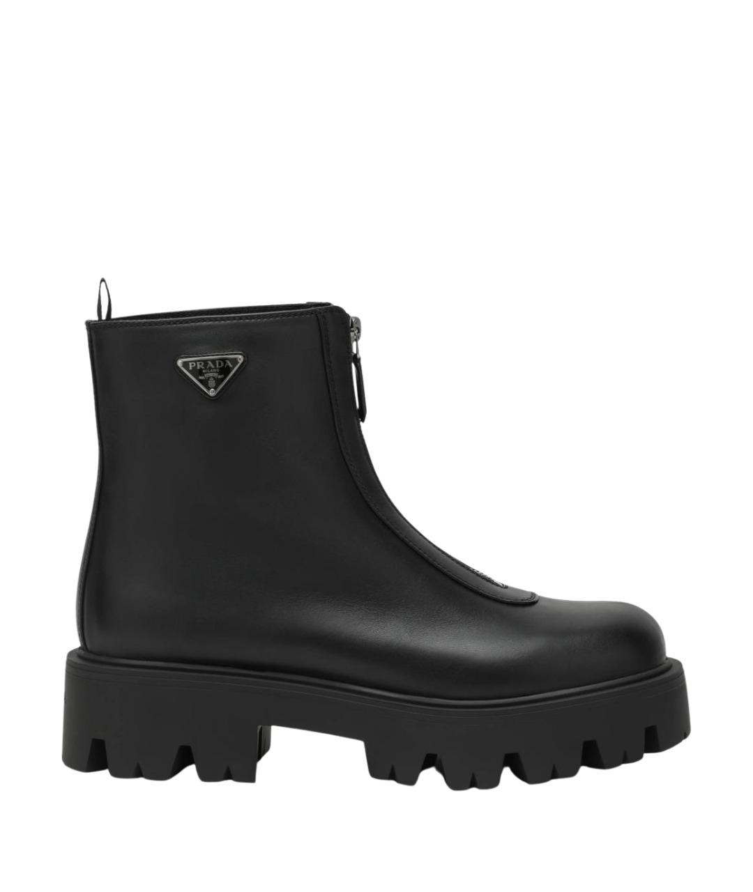 PRADA Черные кожаные ботинки, фото 1
