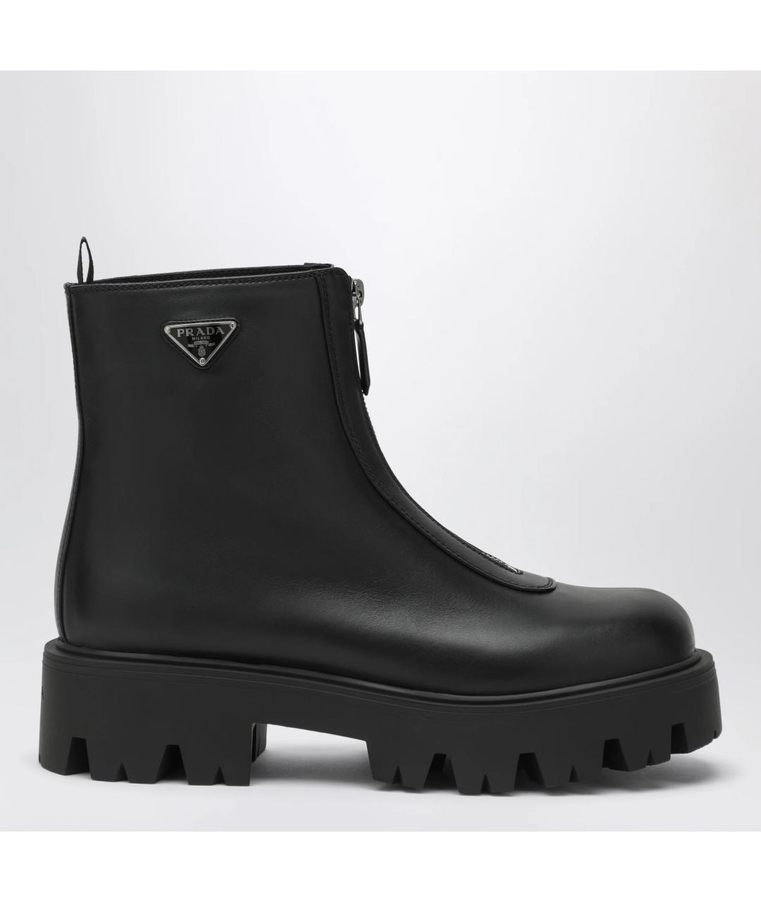 PRADA Черные кожаные ботинки, фото 3