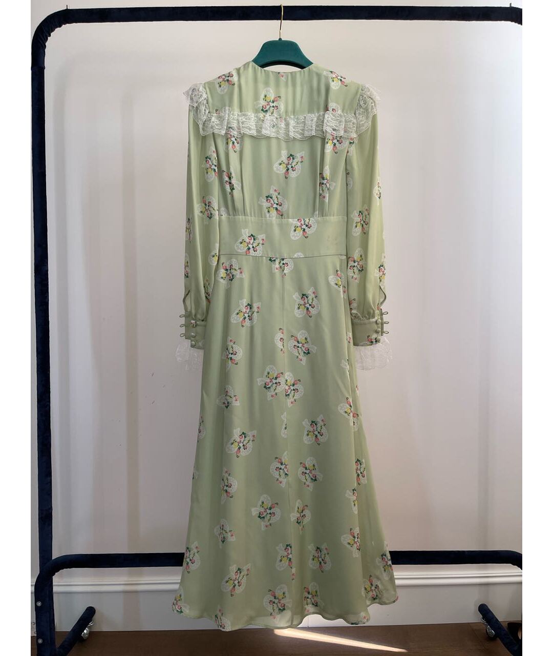 ALESSANDRA RICH Салатовыое шелковое повседневное платье, фото 2