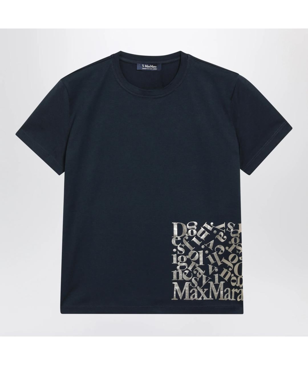 'S MAX MARA Синяя хлопковая футболка, фото 3