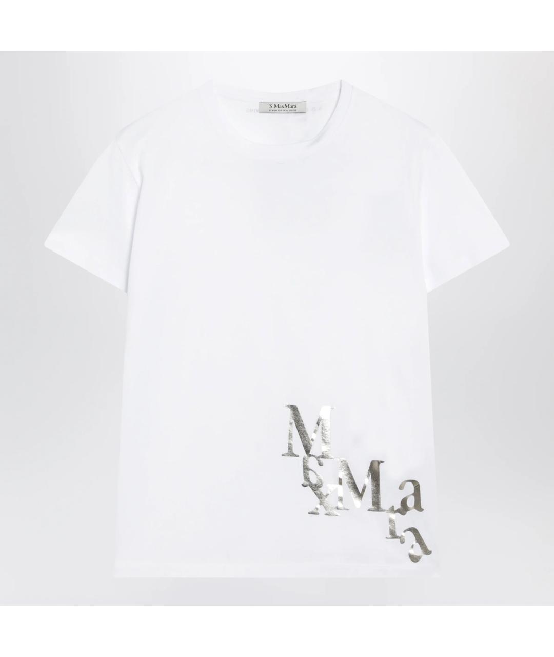 'S MAX MARA Белая хлопковая футболка, фото 3