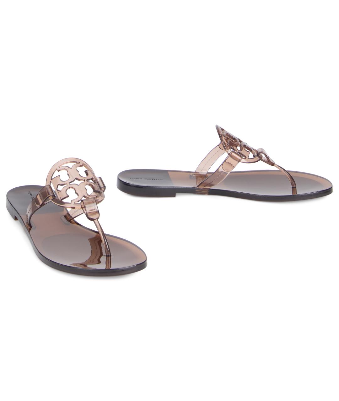 TORY BURCH Коричневые синтетические шлепанцы, фото 3