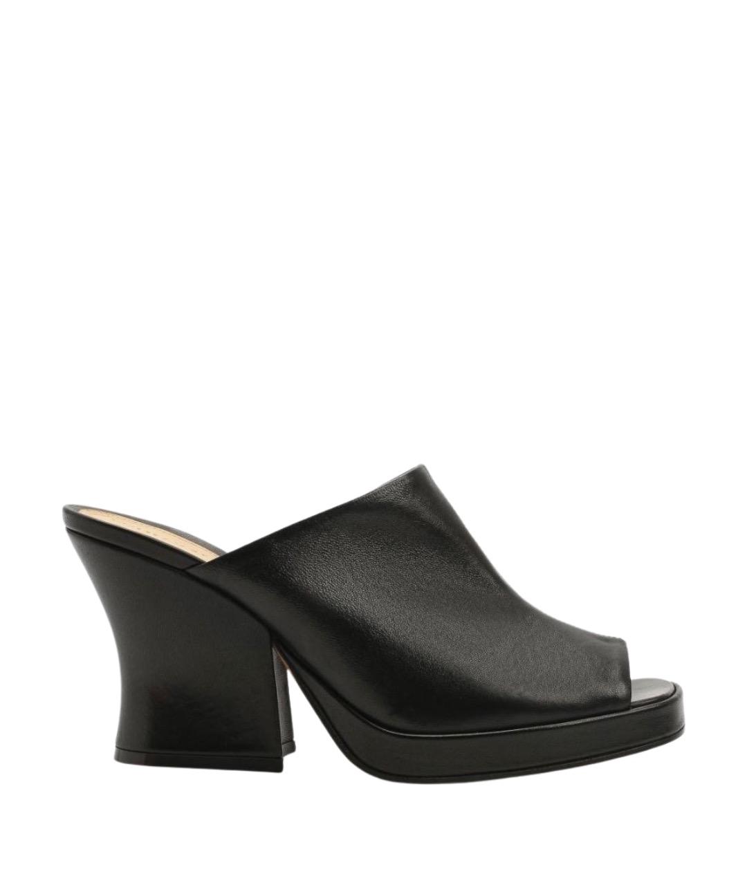 BOTTEGA VENETA Черные кожаные мюли, фото 1