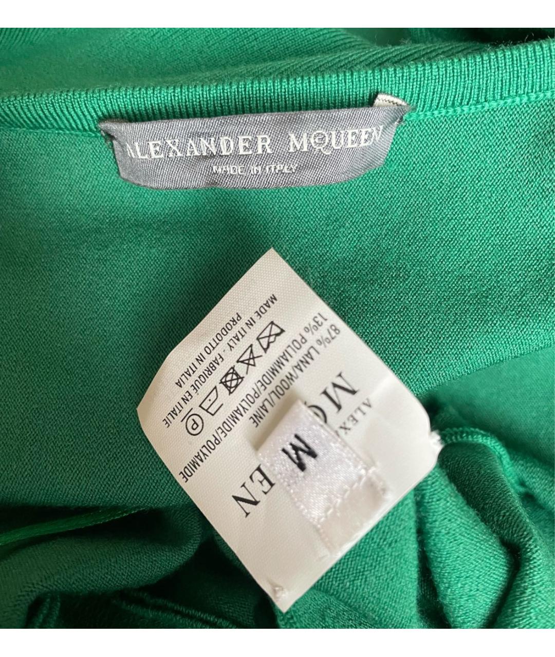ALEXANDER MCQUEEN Зеленое шерстяное коктейльное платье, фото 3