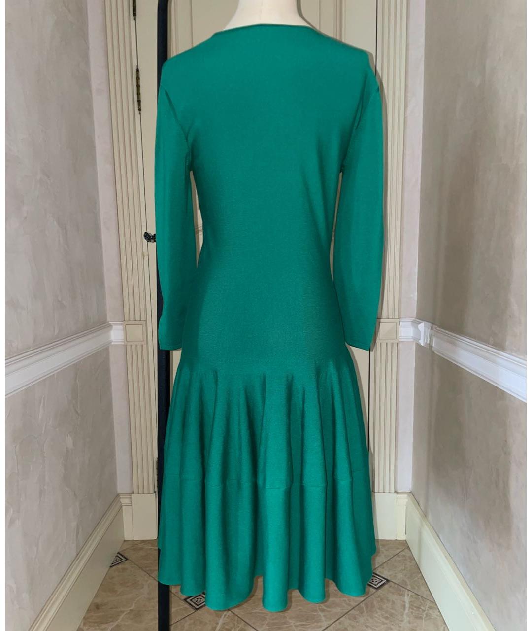ALEXANDER MCQUEEN Зеленое шерстяное коктейльное платье, фото 2