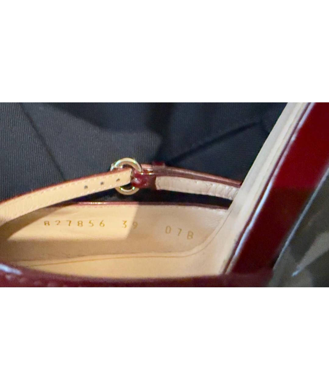 GUCCI Бордовые босоножки из лакированной кожи, фото 6