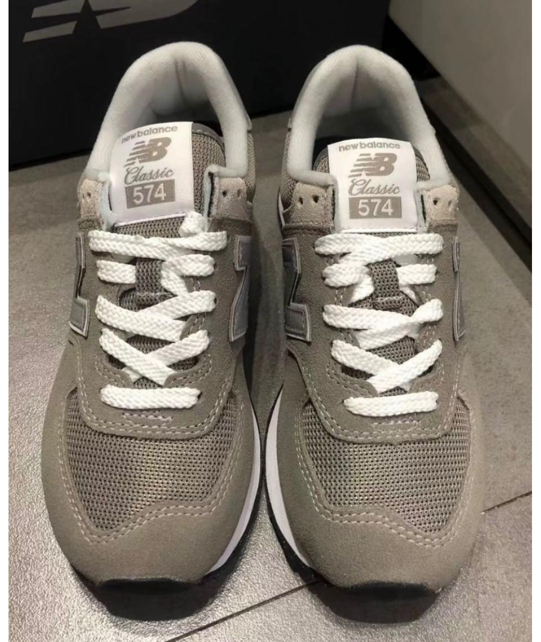 NEW BALANCE Серые замшевые низкие кроссовки / кеды, фото 2