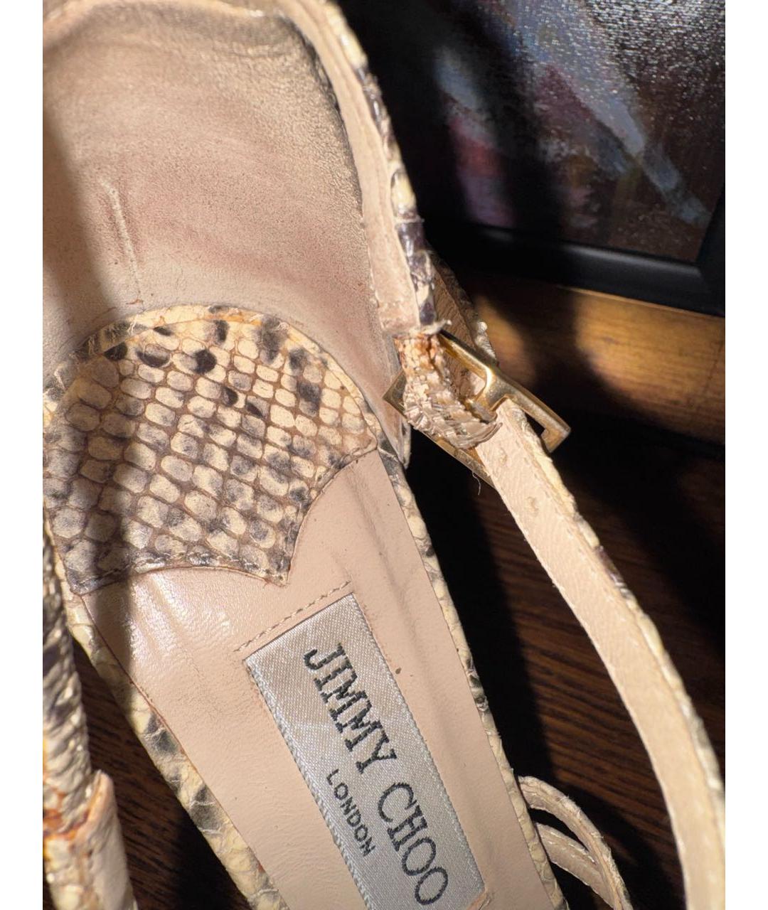 JIMMY CHOO Бежевые кожаные босоножки, фото 7