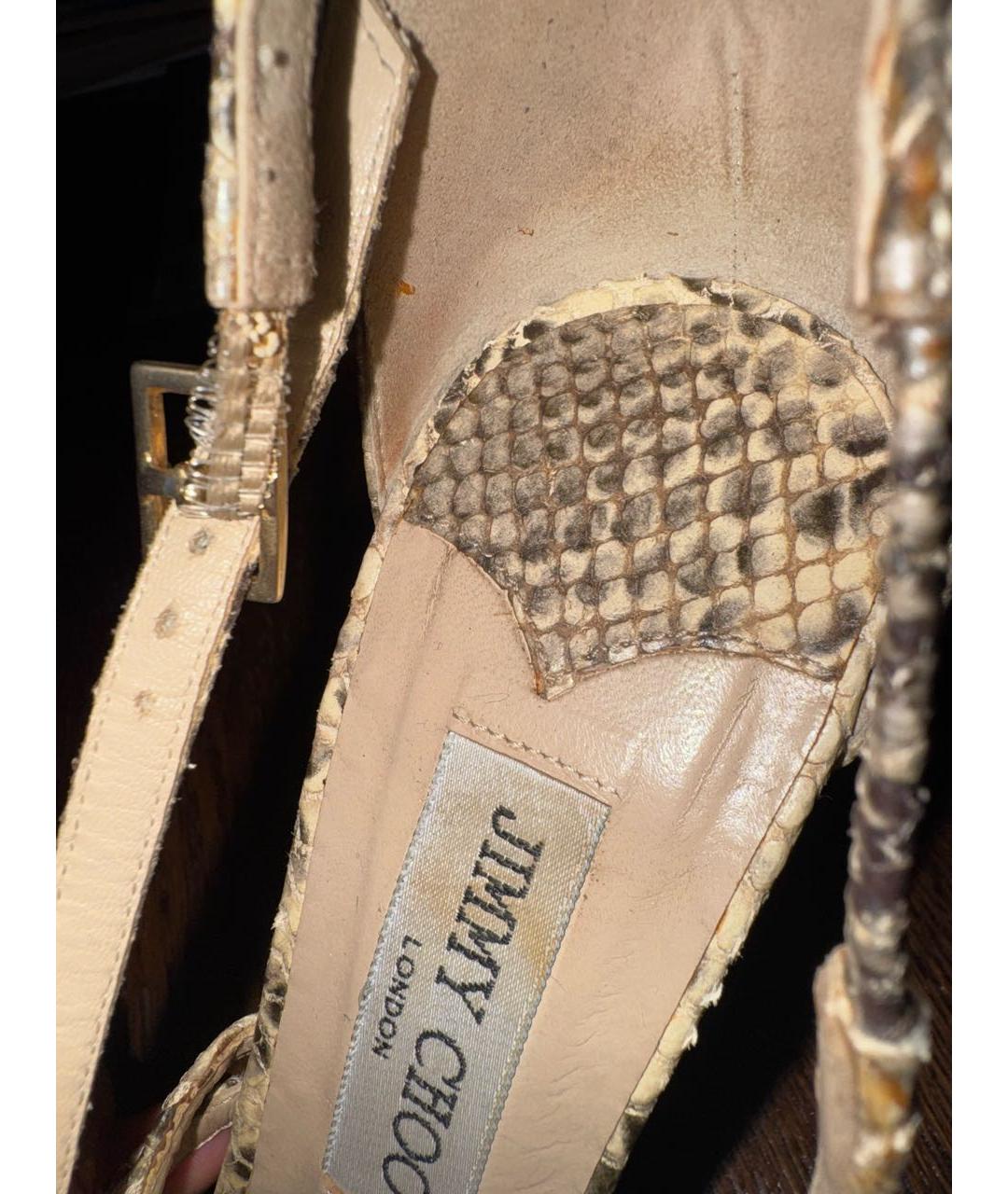 JIMMY CHOO Бежевые кожаные босоножки, фото 6