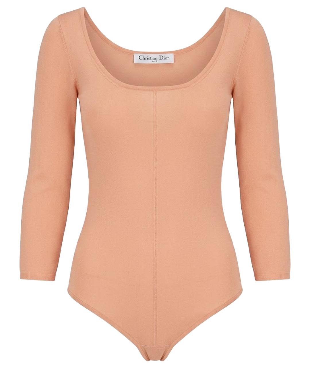 CHRISTIAN DIOR Бежевое вискозное боди, фото 1
