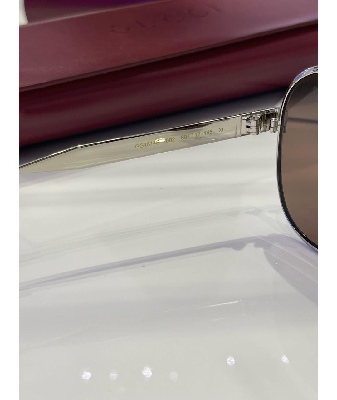 GUCCI Серебряные металлические солнцезащитные очки, фото 5