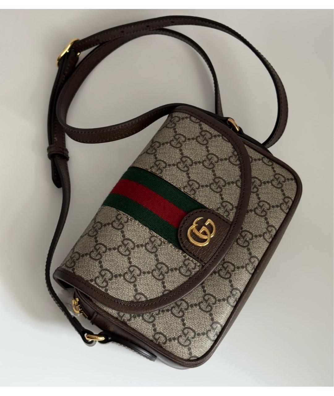 GUCCI Коричневая канва сумка через плечо, фото 3