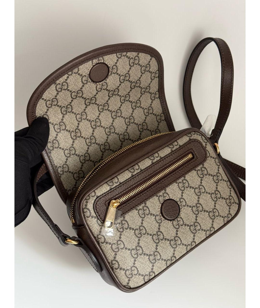 GUCCI Коричневая канва сумка через плечо, фото 5