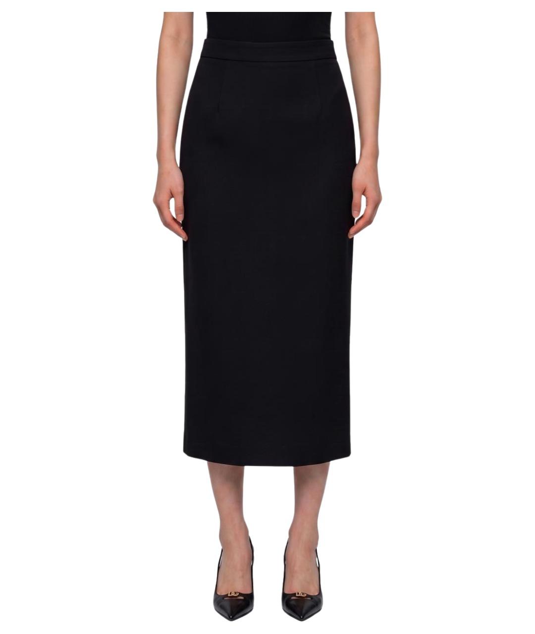 DOLCE&GABBANA Черная шерстяная юбка миди, фото 1