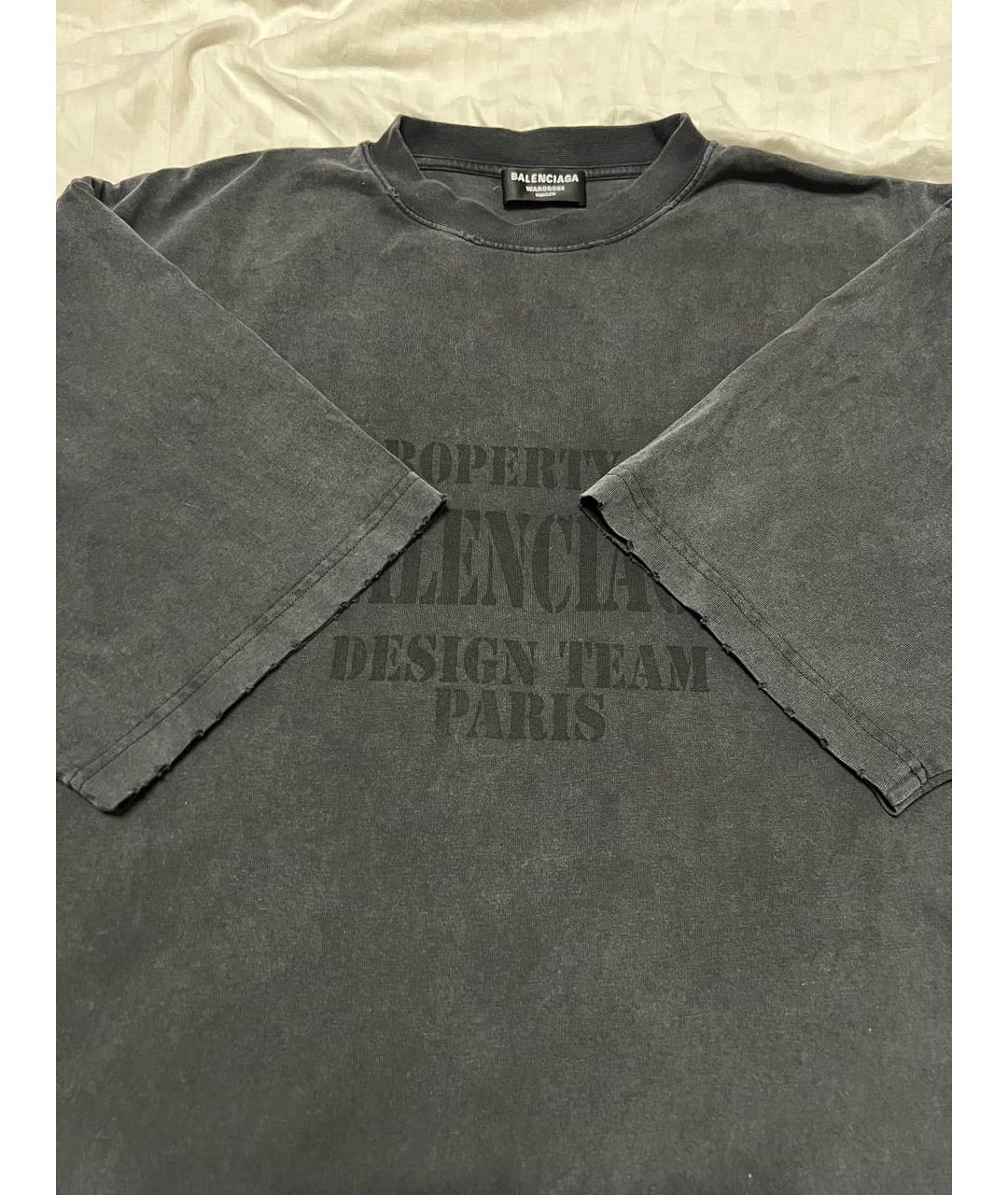 BALENCIAGA Черная хлопковая футболка, фото 4