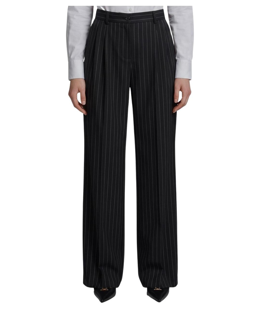 DOLCE&GABBANA Черные шерстяные прямые брюки, фото 1